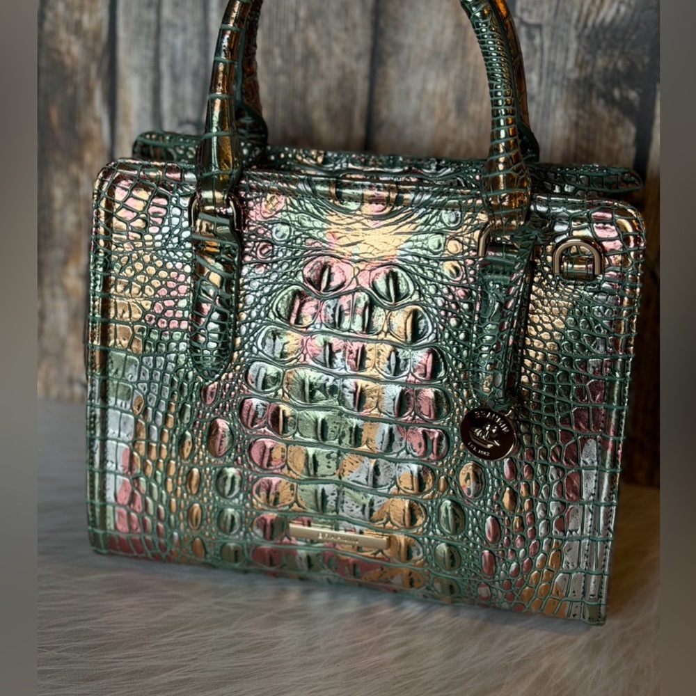 NWT Brahmin SOULFUL Cami Green copper metallic iridescent - Picture 6 of 15